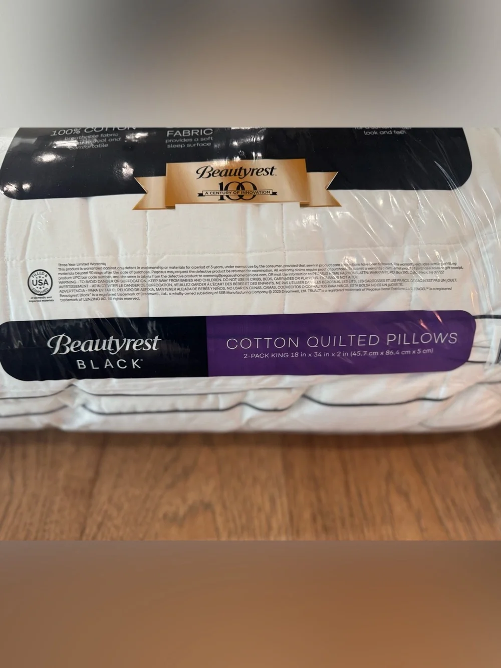 BEAUTYREST BLACK 2pk Luxurious Cooling Cotton Down Alternative Pillows